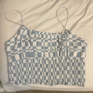 Pacsun Blue & White Checkered Crop Top